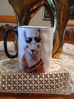 Signature White Llama Mug with  Handle